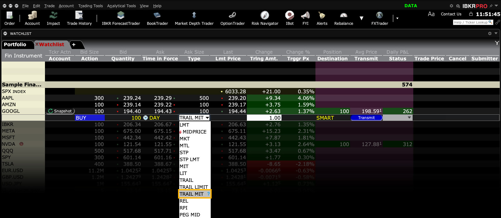 Trailing Market if Touched Order